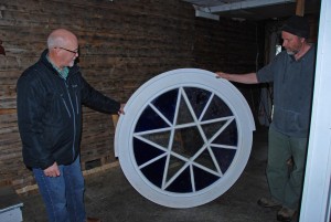 David Green receives the Star of East window from craftsman Mike Paterson of Paterson's Woodworking 2015 by Paul Seymour